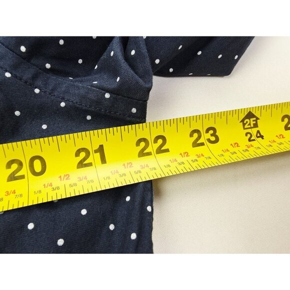 J. Crew Slim Untucked Stretch Size Large Mens Navy White Polka Dot Button Down - Picture 2 of 10